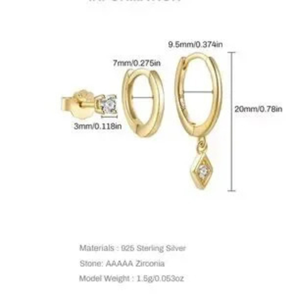 925 Sterling Silver Mini Hoop Earrings with CZ Charm (Single Piece)